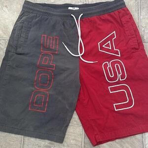 DOPE JNCO Baggy Relaxed Fit Shorts Drawstring Color block Red White Blue Large